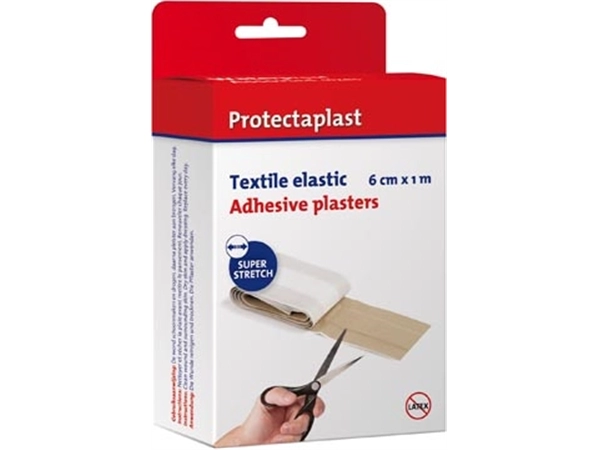 Een Protectaplast Elastic textielpleister, ft 6 cm x 1 m, op rol koop je bij Muys Kantoor & Kado