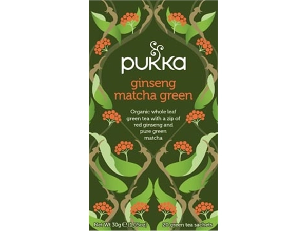 Een Pukka thee bio, Ginseng Matcha Green, pak van 20 stuks koop je bij Muys Kantoor & Kado