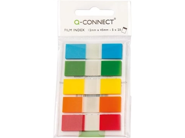 Een Q-CONNECT index mini, ft 12,5 x 45 mm, 5 x 20 tabs, geassorteerde kleuren koop je bij Muys Kantoor & Kado