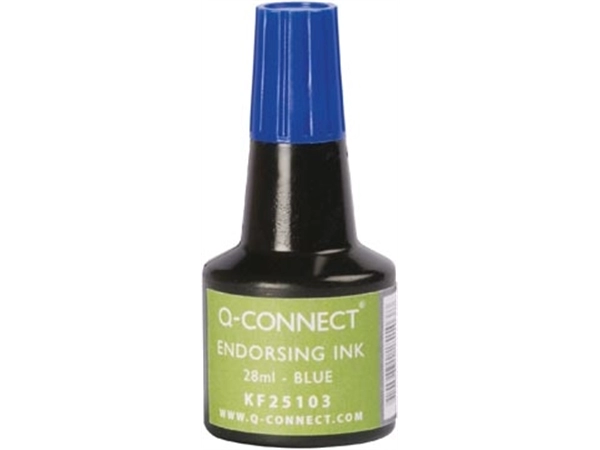 Een Q-CONNECT stempelinkt, flesje van 28 ml, blauw koop je bij best4office