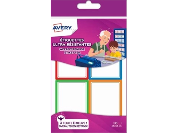 Een Avery Family weerbestendige etiketten, ft 4,5 x 6,5 cm, etui met 16 etiketten in geassorteerde kleuren koop je bij best4office