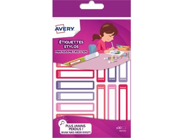 Een Avery Family mini naametiketten, ft 5 x 1 cm, roze/paars, ophangbare etui met 30 etiketten koop je bij best4office