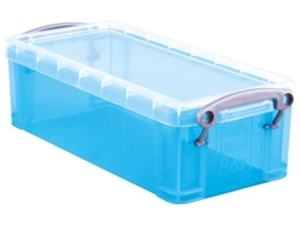 Een Really Useful Box 0,9 liter, transparant helblauw koop je bij best4office