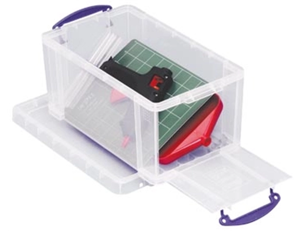 Een Really Useful Box opbergdoos 8 liter met opening aan de voorkant, transparant koop je bij best4office