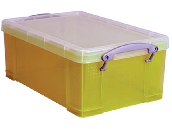 Een Really Useful Box opbergdoos 9 liter, transparant geel koop je bij best4office