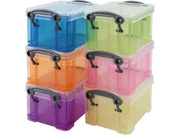 Een Really Useful Boxes Opbergdoos set van 6 x 0.33 liter assorti kleuren koop je bij best4office