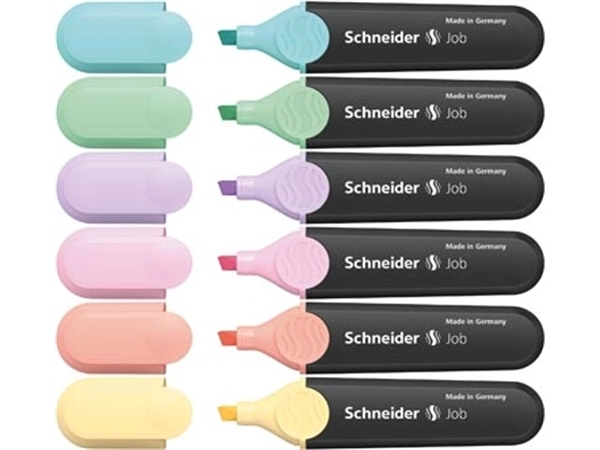 Een Schneider markeerstift Job 150, etui van 6 stuks in geassorteerde pastelkleuren koop je bij Muys Kantoor & Kado