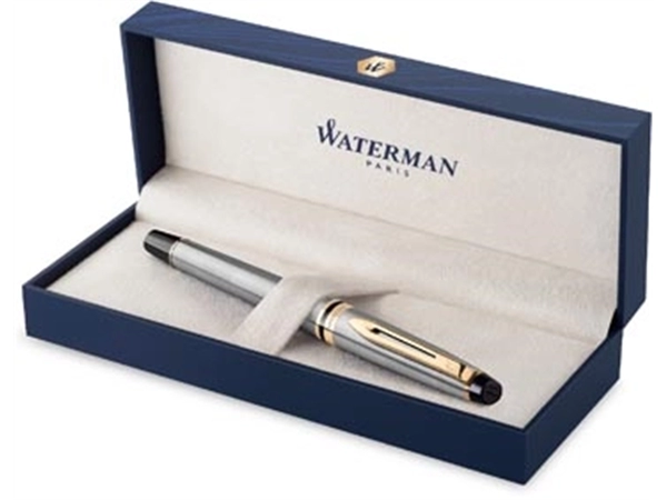 Een Waterman Expert vulpen, medium, zilver/goud, in giftbox koop je bij Muys Kantoor & Kado