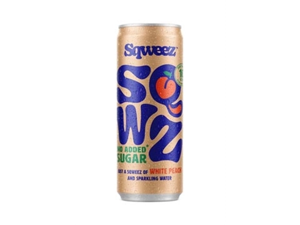 Een SQWZ frisdrank White Peach BIO, blikje van 25 cl, pak van 12 stuks koop je bij Muys Kantoor & Kado