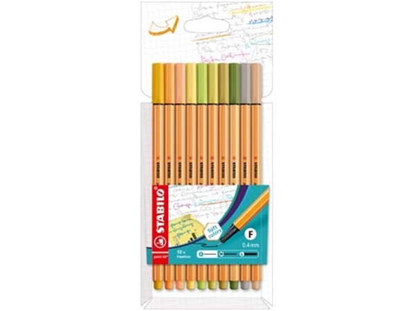 Een STABILO point 88 fineliner, kartonnen etui van 10 stuks in geassorteerde zachte kleuren koop je bij best4office