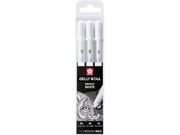 Een Sakura roller Gelly Roll basic white 3 stuks, 05/08/10# koop je bij best4office