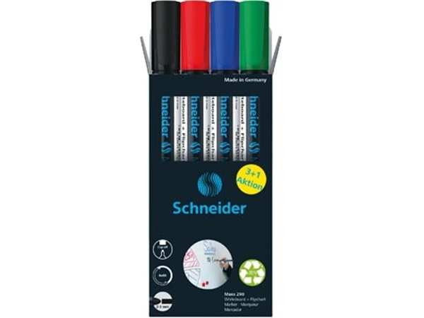 Een Schneider Maxx 290 whiteboardmarker, 3 + 1 gratis, assorti koop je bij Muys Kantoor & Kado