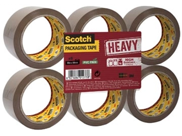 Een Scotch verpakkingsplakband Heavy, ft 50 mm x 66 m, bruin, pak van 6 stuks koop je bij Muys Kantoor & Kado