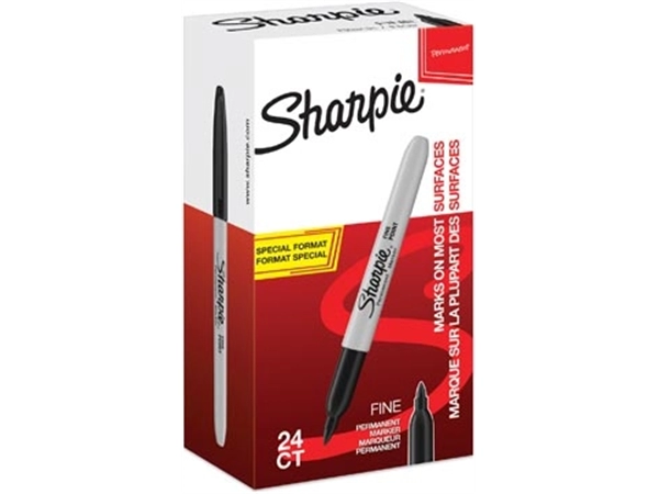 Een Sharpie permanente marker fijn, value pack van 24 stuks (20 + 4 gratis), zwart koop je bij Muys Kantoor & Kado