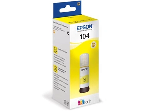 Een Epson inktfles 104, 7.500 pagina's, OEM C13T00P440, geel koop je bij Muys Kantoor & Kado