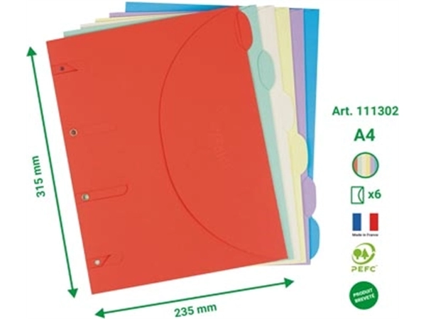 Een Tarifold smartfolder, geperforeerde showtas, geassorteerde kleuren, pak van 6 stuks koop je bij best4office