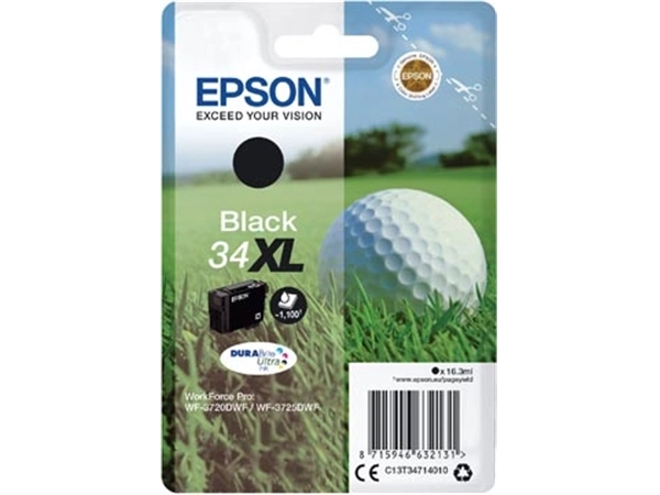 Een Epson inktcartridge 34XL, 1.100 pagina's, OEM C13T34714010, zwart koop je bij best4office