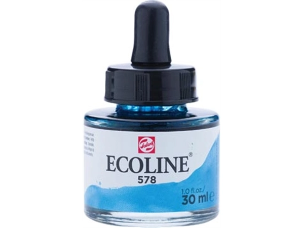 Een Talens Ecoline waterverf flacon van 30 ml, hemelsblauw (cyaan) koop je bij best4office