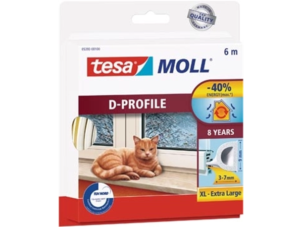 Een Tesa Moll Classic tochtstrip D-profiel, 6 m, wit koop je bij Muys Kantoor & Kado