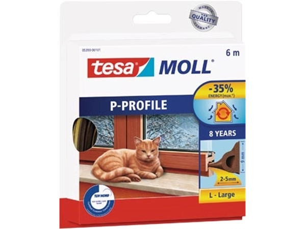 Een Tesa Moll Classic tochtstrip P-profiel, 6 m, bruin koop je bij Muys Kantoor & Kado