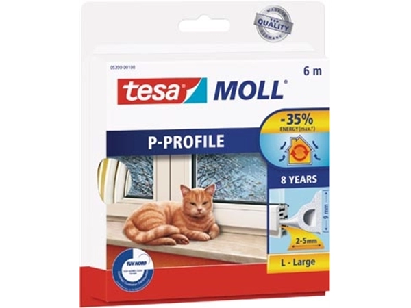 Een Tesa Moll Classic tochtstrip P-profiel, 6 m , wit koop je bij Muys Kantoor & Kado