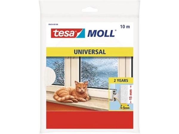 Een Tesa Moll Universal tochtstrip, 10 m x 15 mm, wit koop je bij Muys Kantoor & Kado