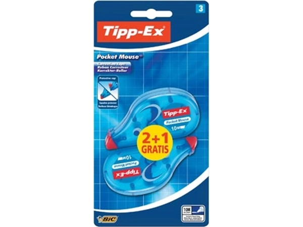 Een Tipp-Ex correctieroller Pocket Mouse, blister met 2 + 1 gratis koop je bij Muys Kantoor & Kado