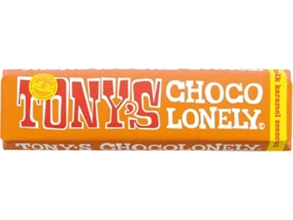 Een Tony's Chocolonely chocoladereep, 47g, karamel zeezout koop je bij Muys Kantoor & Kado