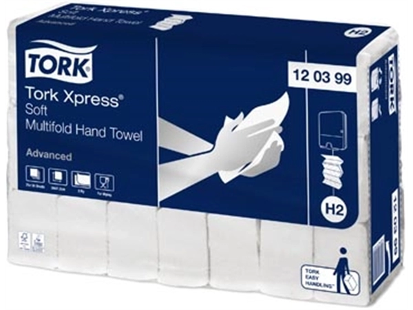 Een Tork Xpress Advanced handdoek 2-laags, systeem H2, wit, ft 34x21,2 cm, pak van 21 stuks koop je bij Muys Kantoor & Kado