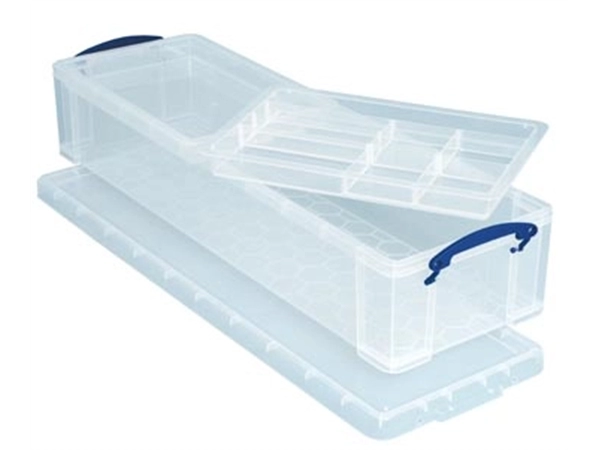 Een Really Useful Box opbergdoos 22 liter met 2 dividers, transparant koop je bij best4office