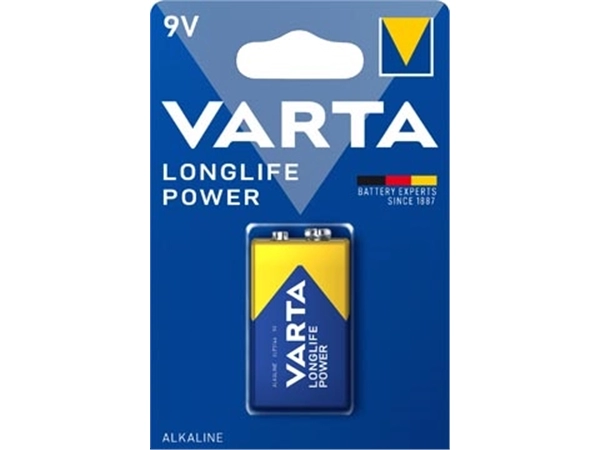 Een Varta batterij Longlife Power 9V, blister van 1 stuk koop je bij Muys Kantoor & Kado