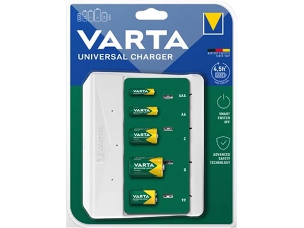 Een Varta batterijlader Universal Charger, op blister koop je bij Muys Kantoor & Kado