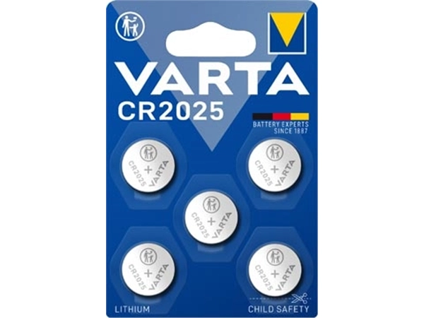 Een Varta knoopcel Lithium CR2025, blister van 5 stuks koop je bij Muys Kantoor & Kado