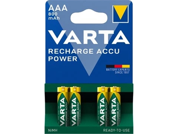 Een Varta oplaadbare batterij Accu Power AAA, blister van 4 stuks koop je bij Muys Kantoor & Kado