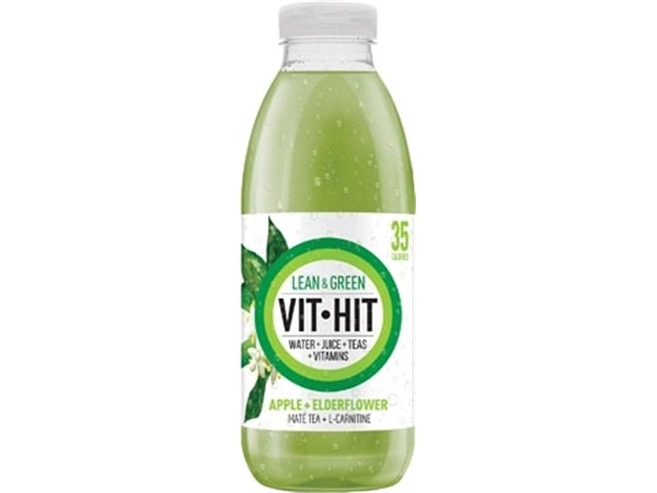 Een Vit Hit vitaminedrank Lean & Green, flesje van 50 cl, pak van 12 stuks koop je bij Muys Kantoor & Kado