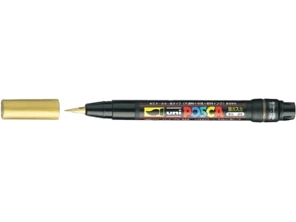 Een uni-ball Paint Marker op waterbasis Posca Brush goud koop je bij best4office