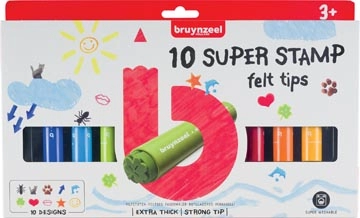 Een Bruynzeel Kids viltstiften Super Stamp, etui van 10 geassorteerde kleuren koop je bij best4office