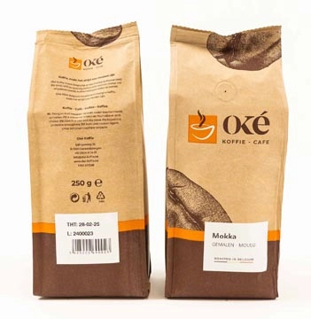 Een Oké koffie, gemalen, pak van 250 g, Mokka koop je bij Muys Kantoor & Kado