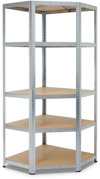 Een Avasco rek Strong Corner, ft 176 x 75 x 40 x 50 cm, 5 legborden, gegalvaniseerd koop je bij Muys Kantoor & Kado