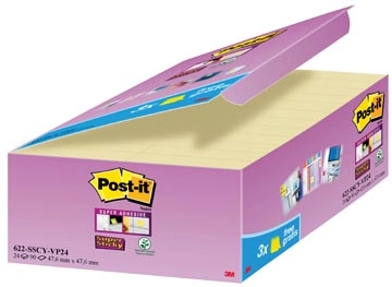 Een Post-it Super Sticky notes, 90 vel, ft 47,6 x 47,6 mm, geel, pak van 21 + 3 GRATIS koop je bij best4office