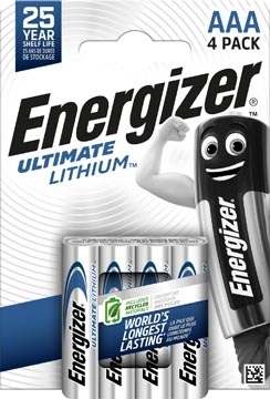 Een Energizer batterijen Lithium AAA, blister van 4 stuks koop je bij Muys Kantoor & Kado