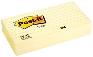 Een Post-it Notes, ft 76 x 76 mm, geel, gelijnd, blok van 100 vel koop je bij Muys Kantoor & Kado