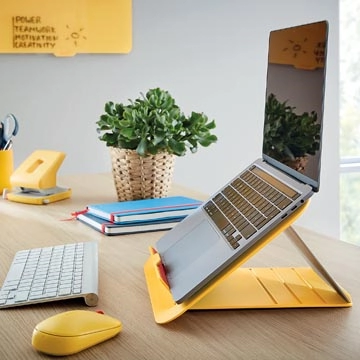 Een Leitz Ergo Cosy laptopstandaard, 80 % gerecycleerd kunststof, geel koop je bij best4office