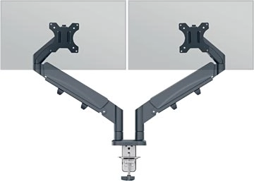 Een Leitz Ergo ruimtebesparende monitorarm, dubbel, grijs koop je bij best4office