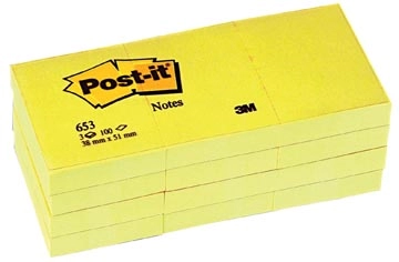 Een Post-it Notes, ft 38 x 51 mm, geel, blok van 100 vel koop je bij Muys Kantoor & Kado