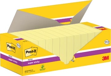 Een Post-it super Sticky notes, 90 vel, ft 76 x 76 mm, geel, pak van 12 blokken + 12 gratis koop je bij best4office