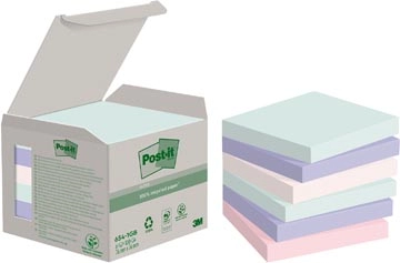 Een Post-it recycled notes Nature, 100 vel, ft76 x 76 mm, pak van 6 blokken, geassorteerde kleuren koop je bij Muys Kantoor & Kado