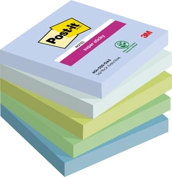 Een Post-it Super Sticky notes Oasis, 90 vel, ft 76 x 76 mm, geassorteerde kleuren, pak van 5 blokken koop je bij best4office