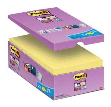 Een Post-it Super Sticky notes, 90 vel, ft 76 x 127 mm, geel, pak van 14 blokken + 2 gratis koop je bij best4office