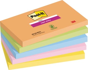 Een Post-it Super Sticky notes Boost, 90 vel, ft 76 x 127 mm, geassorteerde kleuren, pak van 5 blokken koop je bij best4office